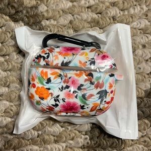 AirPods Pro case generation three floral with black carabiner clip